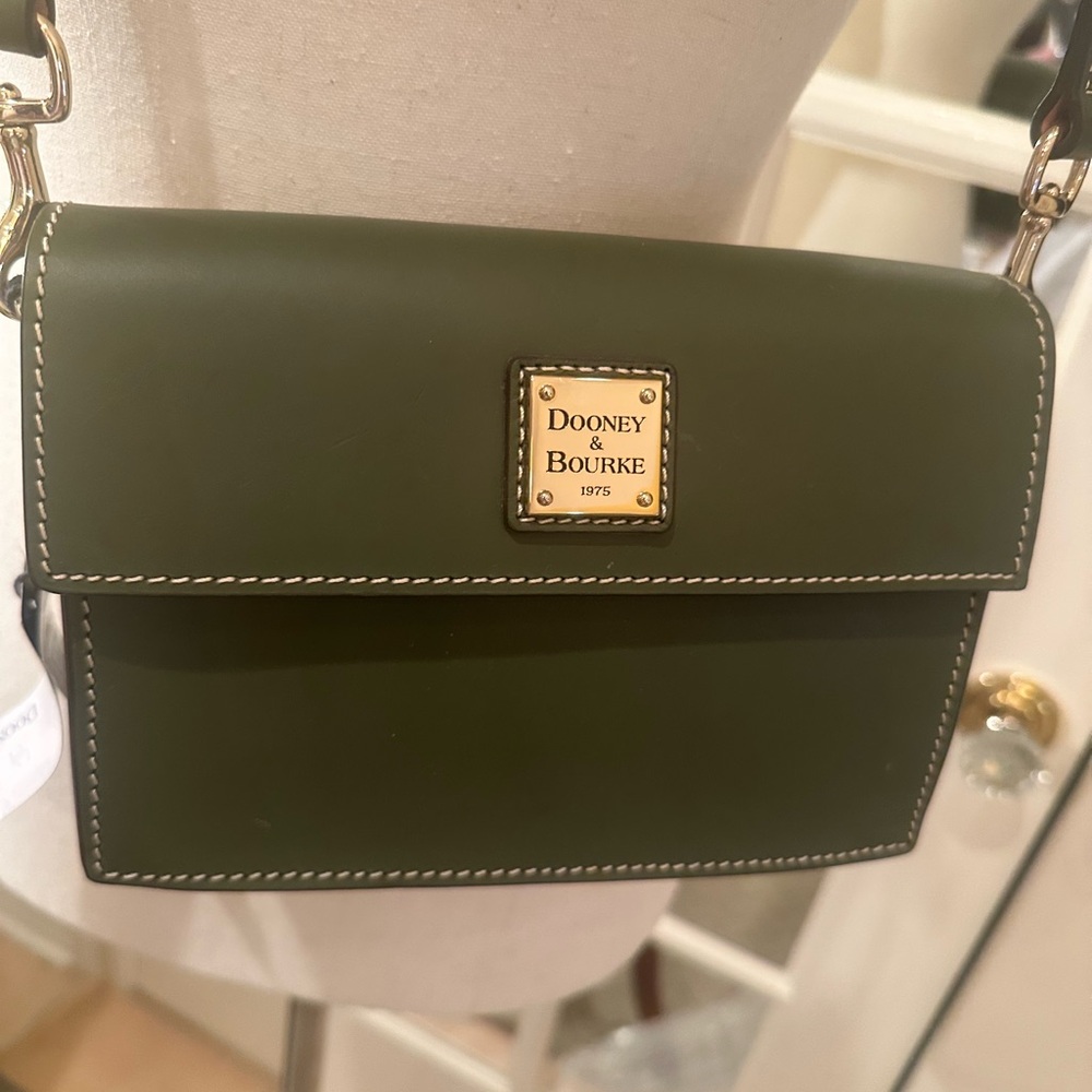 Dooney & Bourke NWT Small East/West Flap Crossbody Bag Olive Green + Dust bag